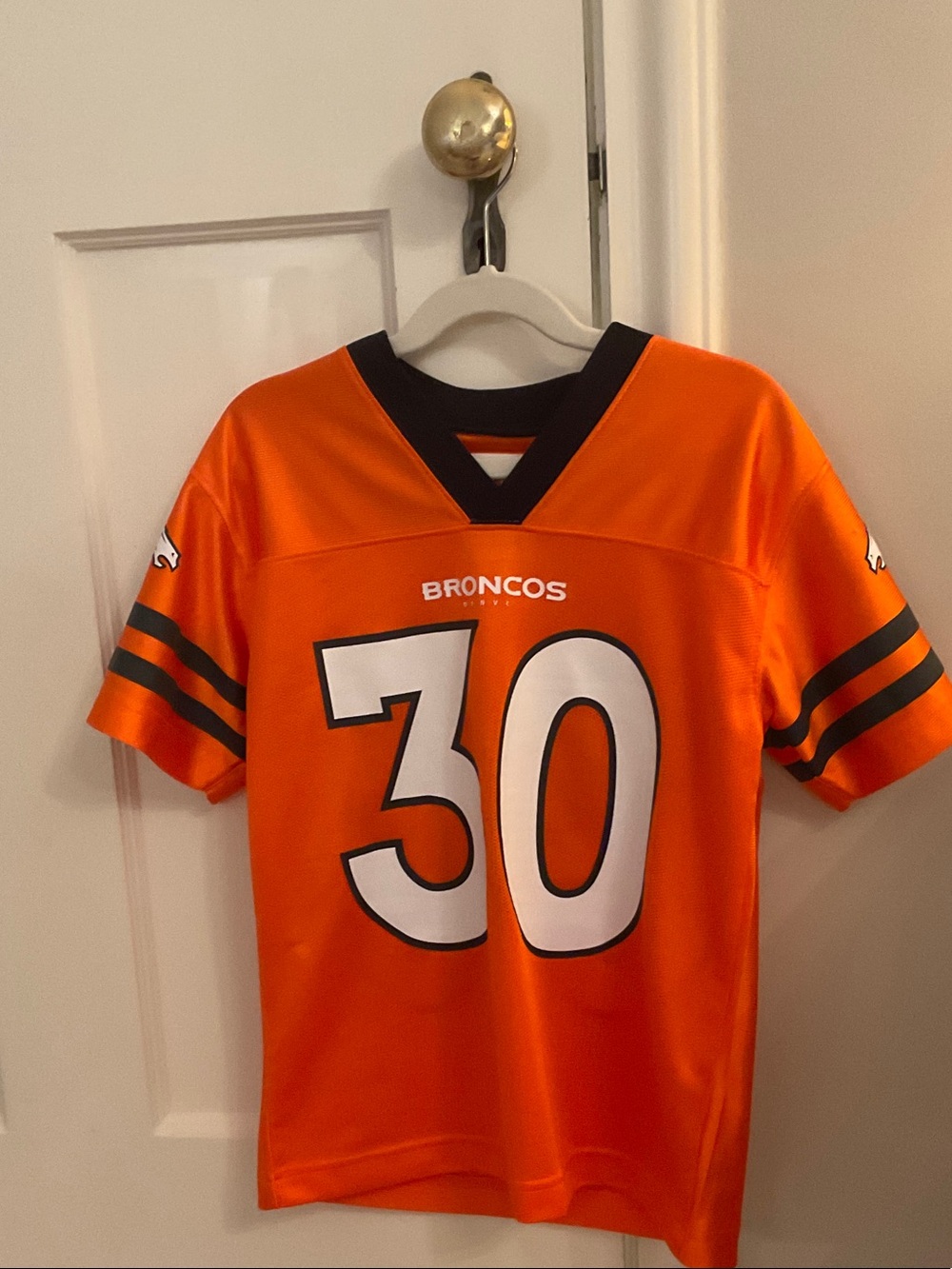 NFL kids Orange Broncos #30 Short Sleeve Football Jersey